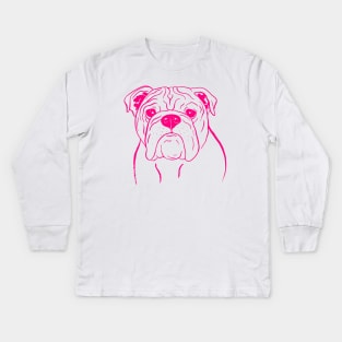 English Bulldog (Mint and Hot Pink) Kids Long Sleeve T-Shirt